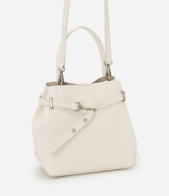 Bolsa Bucket Pequena em PU com Detalhe de Fivela