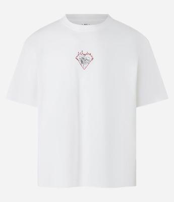 Camiseta Boxy em Algodão com Coração e Caveiras Bordados