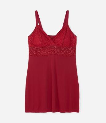 Camisola Liganete Renda e Bojo Removível Curve & Plus Size
