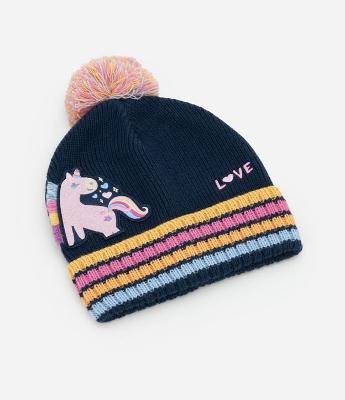 Touca Infantil com Pompom e Estampa Unicórnio - Tam Único