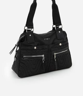 Bolsa Média Satchel com Textura em Matelassê