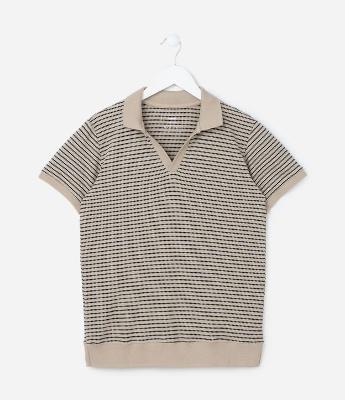 Camiseta Infantil Texturizada com Listras a Fio Tinto - Tam 5 a 14 Anos