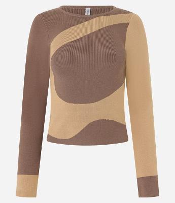 Blusa em Tricô com Estampa Abstrata Orgânica