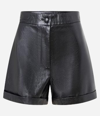 Short Curto em PU com Textura e Barra Dobrada
