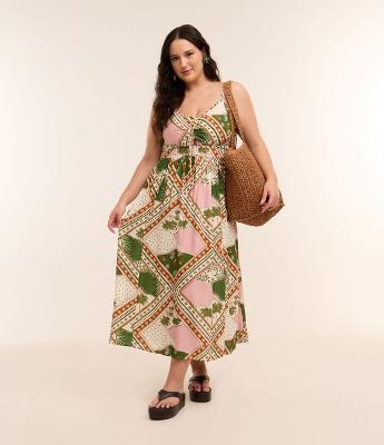 Vestido Longo em Viscose e Estampa Lenço Curve & Plus Size
