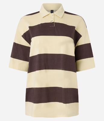 Camiseta em Algodão com Gola Polo e Listras