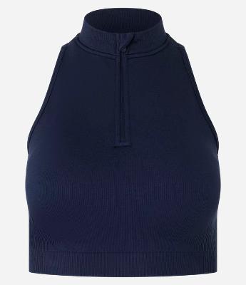 Top Halterneck Esportivo em Poliamida Seamless sem Bojo com Zíper