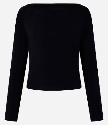 Blusa em Ribana com Decote Reto e Manga Longa