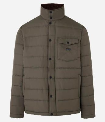 Jaqueta Puffer com Gola Alta Aveludada e Bolso Cargo
