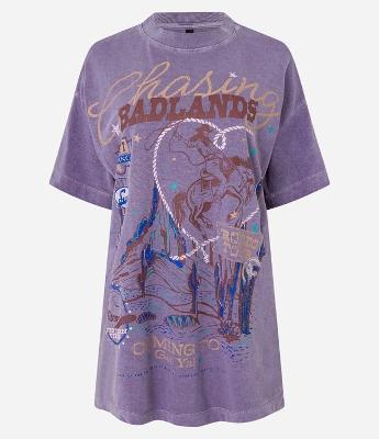 Camiseta Oversized com Estampa Cavalo
