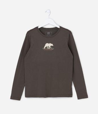 Camiseta Infantil com Estampa Urso - Tam 5 a 14 Anos