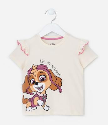 Camiseta Infantil com Babados e Estampa Skye - Tam 1 a 6 Anos
