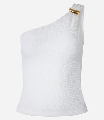 Blusa Ombro Só Texturizada com Detalhe Metalizado