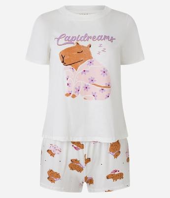 Pijama Short Doll em Algodão com Estampa Capidreams