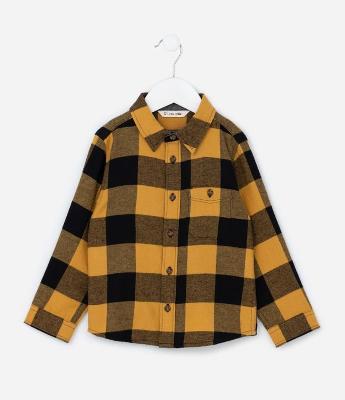 Camisa Infantil em Flanela com Estampa Xadrez - Tam 1 a 6 Anos