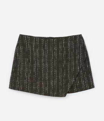Short Saia em Tweed Xadrez Curve & Plus Size