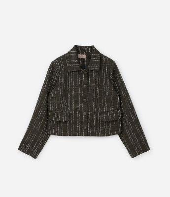 Jaqueta Tweed Xadrez com Botão Detalhado Curve & Plus Size