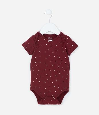 Body Infantil em Algodão com Estampa Corações - Tam 0 a 18 meses