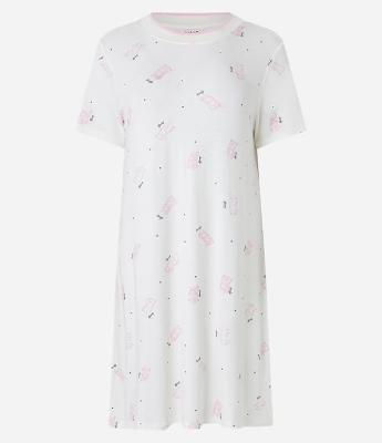 Camisola Curta em Viscose com Estampa de Gatinhos Lovely
