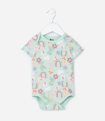 Body Infantil com Estampa Dinos e Unicórnios - Tam 0 a 24 meses