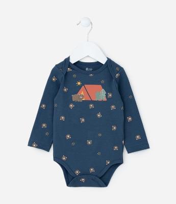 Body Infantil com Estampa Acampamento do Urso - Tam 0 a 18 meses