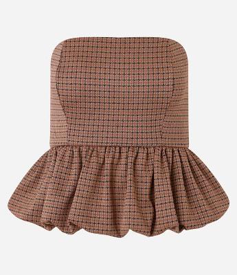 Blusa Balonê em Jacquard Xadrez