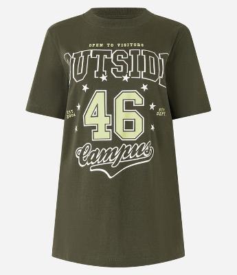 Camiseta em Algodão com Lettering Outside 46