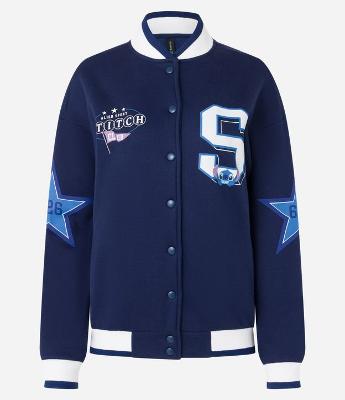 Jaqueta College em Moletom com Forro Quentinho Estampa Stitch