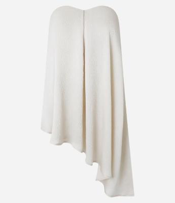 Blusa em Crepe Texturizada com Decote Coração e Barra Assimétrica