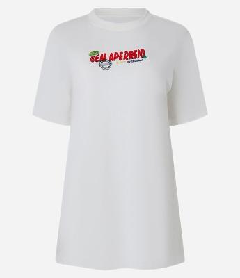 Camiseta T-shirt em Algodão com Estampa Frente e Costas em Lettering