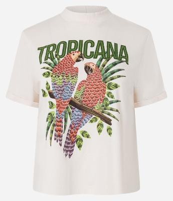 Camiseta em Algodão com Estampa Tropicana