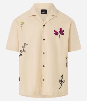Camisa Boxy em Tricoline Estampa em Bordados Coloridos