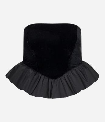 Blusa em Veludo com Barra Balonê