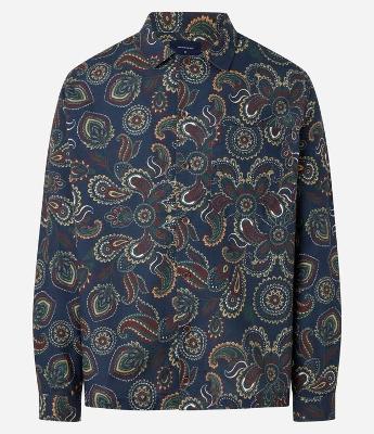 Camisa em Sarja Estampa Paisley com Gola Colarinho