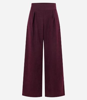 Calça Pantalona em Cupro com Pregas