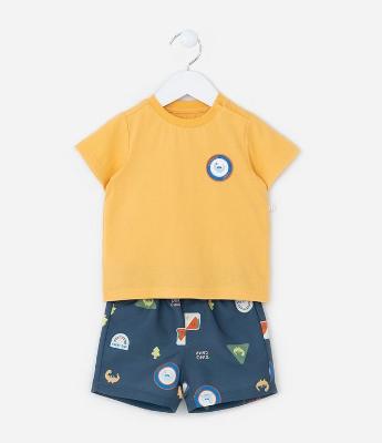 Conjunto Infantil com Estampa Dinossauro - Tam 0 a 18 meses