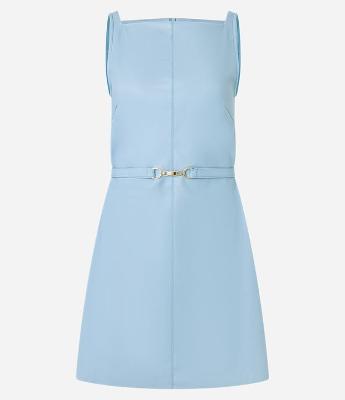 Vestido Curto em PU com Cinto de Fivela Diferenciada