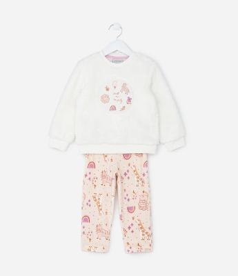 Pijama Infantil em Fleece com Estampa Bichinhos - Tam 2 a 4 Anos