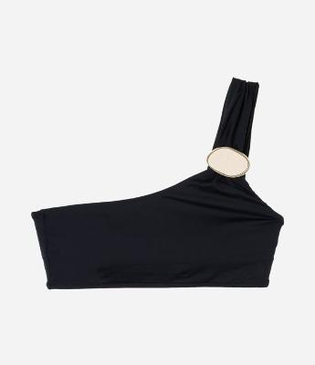 Biquíni Top Bandeau Ombro Só com Detalhe em Formato Orgânico