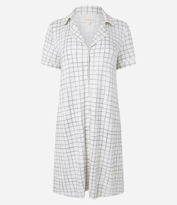 Camisola Americana em Viscose Estampa Xadrez Grid