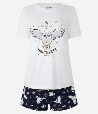 Pijama Short Doll com Estampa Correio de Hogwarts