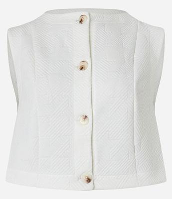 Blusa Cropped Texturizada com Botões Frontais