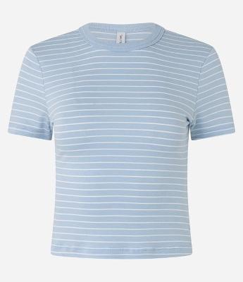 Blusa Cropped em Ribana Básica Listrada