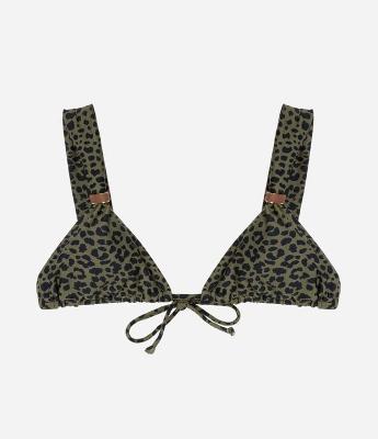 Biquíni Top Cortininha Animal Print com Alças Largas e Aviamento