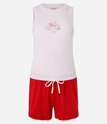 Pijama Short Doll em Ribana com Bordado Cupido