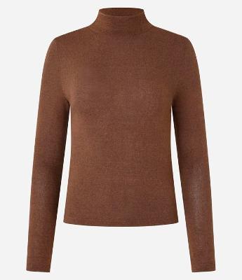 Blusa Texturizada com Gola Alta e Manga longa