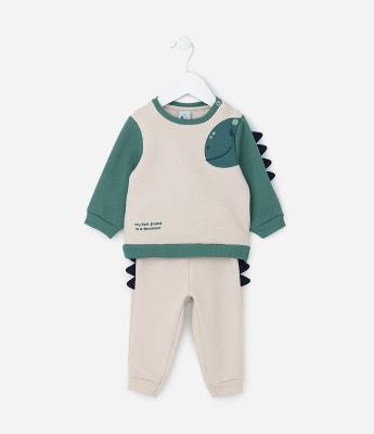 Conjunto Infantil com Estampa Interativa Dino - Tam 0 a 18 meses
