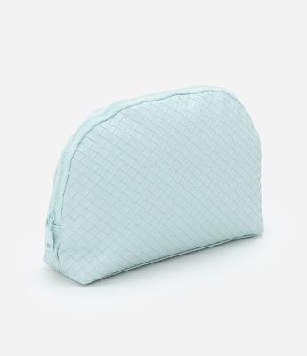 Nécessaire Trapézio em Pu com Textura Trançada