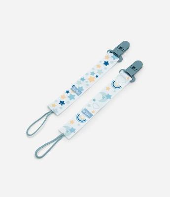 Kit 02 Prendedores de Chupeta Infantil com Estampa Estrelas - Tam Único