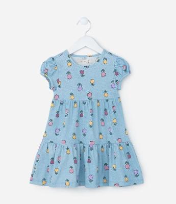 Vestido Marias Infantil com Estampa Tulipas - Tam 1 a 6 Anos